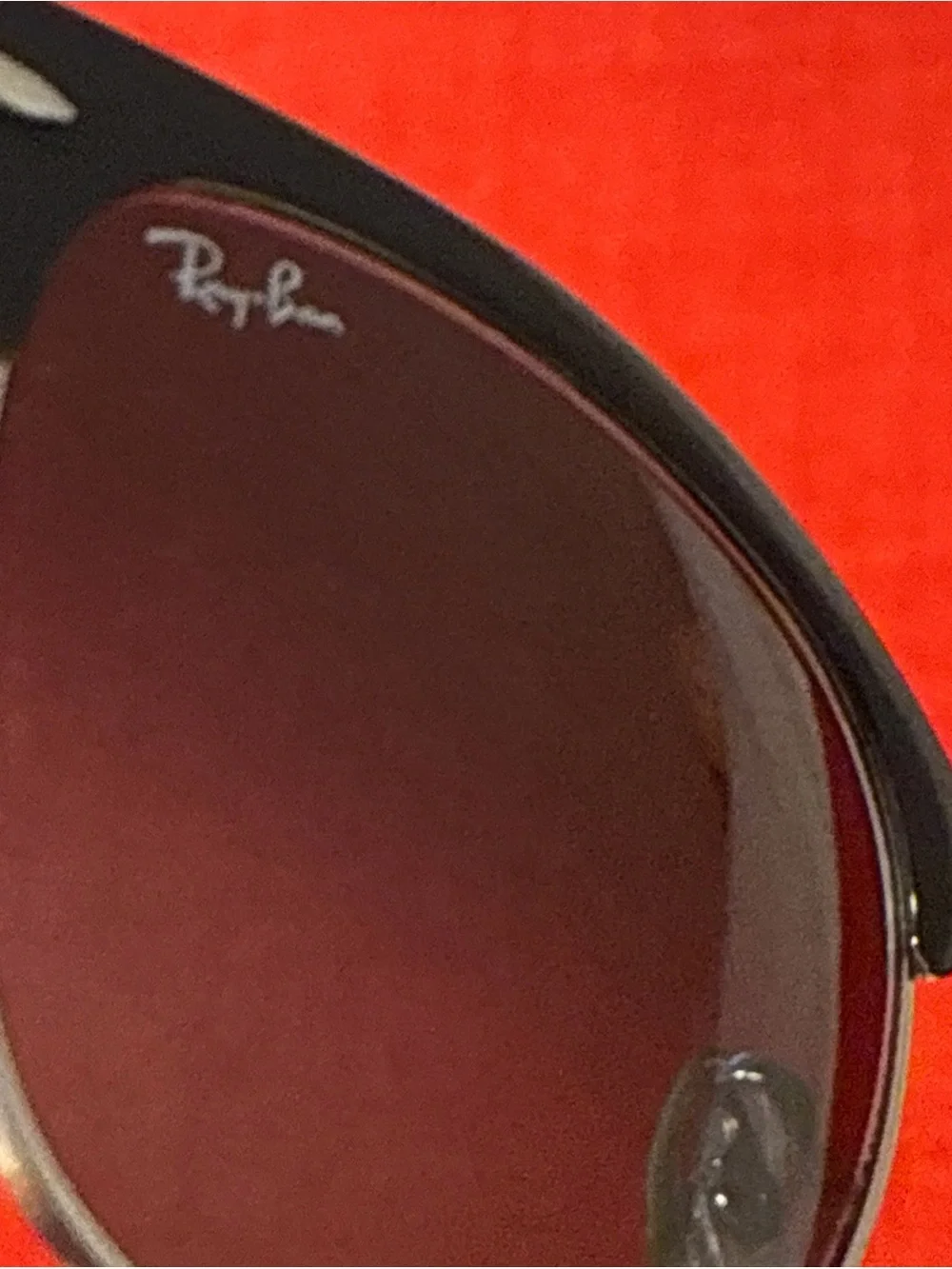 Ray-Ban Sunglass Temple Arm in Silver with Red Background